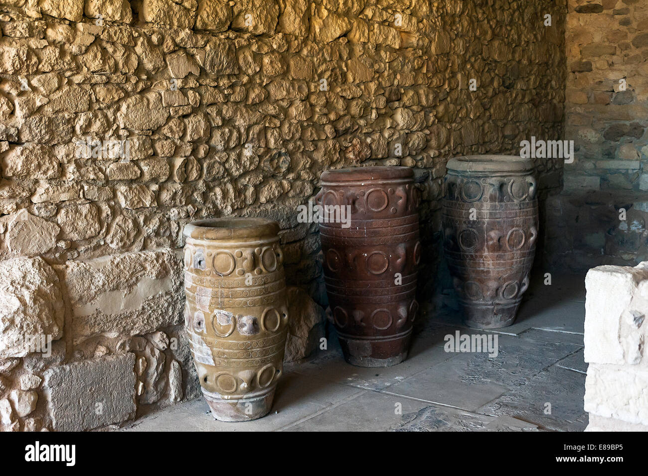 Amphorae at Knossos palace Crete, Greece Stock Photo
