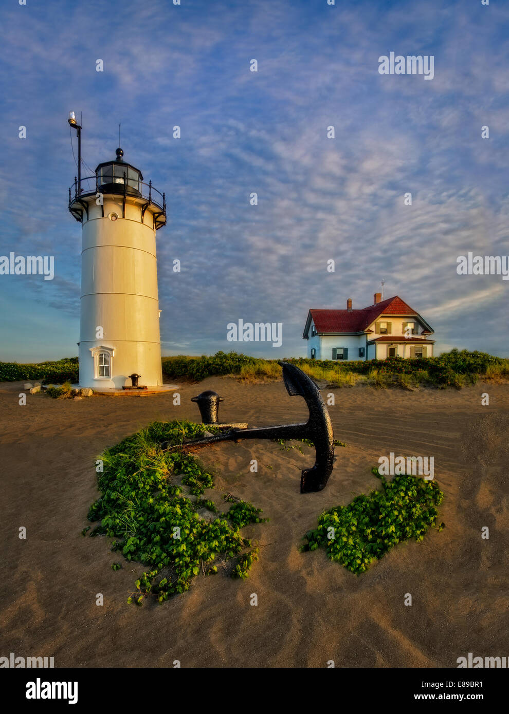 Race Point Lighthouse in Provincetown, Cape Cod. Stock Photo