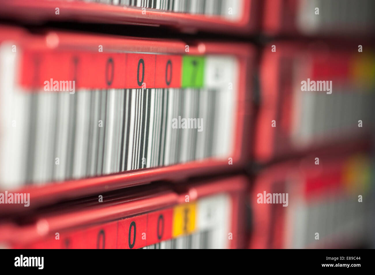 LTO5 Backup Tape Library with barcode numbering Stock Photo Alamy