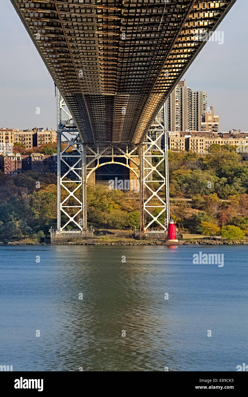 A view from below the George Washington Bridge (GW Bridge) Stock Photo