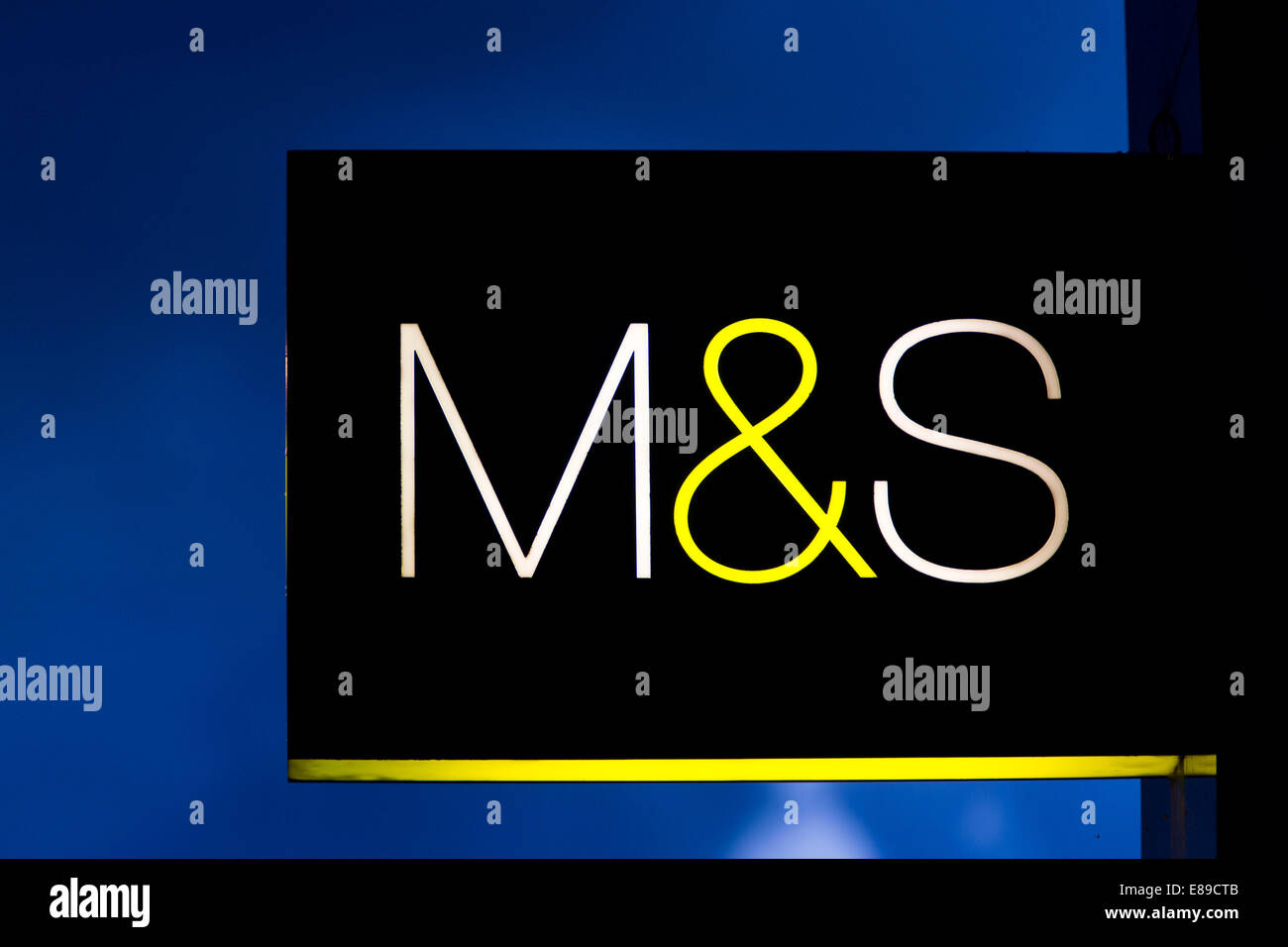 Marks and Spencer (M&S) shop sign on the high street Stock Photo Alamy