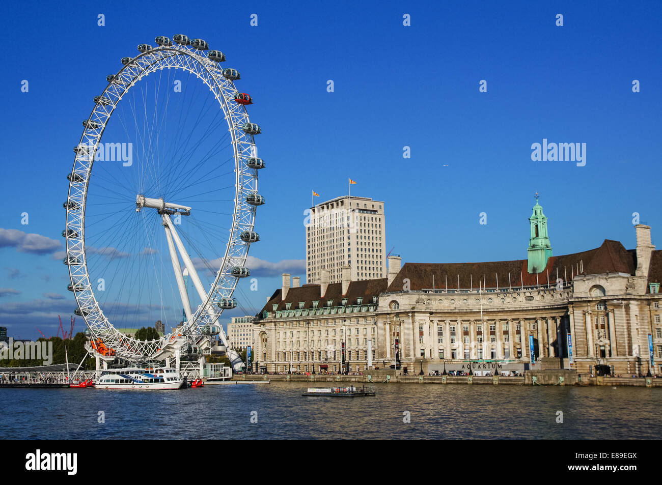 London Eye and river Thames in London England United Kingdom UK Stock Photo