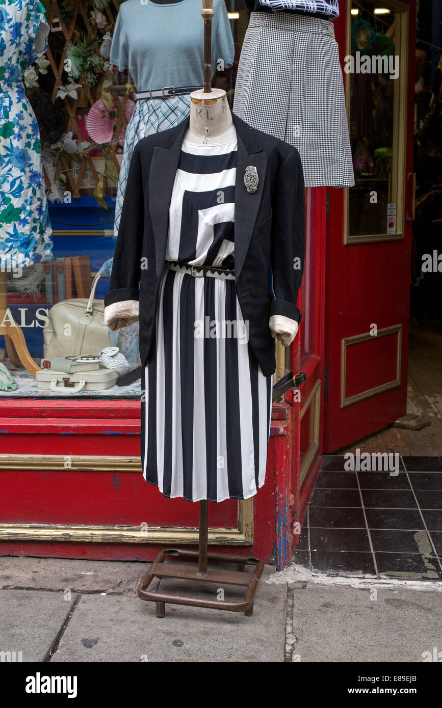 Vintage clothes on display at a branch of Armstrong's vintage clothing store in Edinburgh, Scotland, UK. Stock Photo