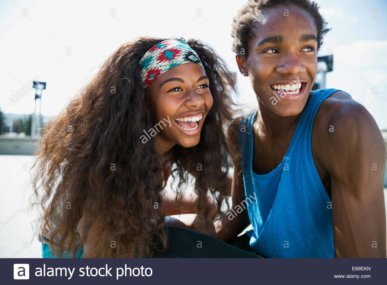 Black teenager people laughing hi-res stock photography and images - Alamy