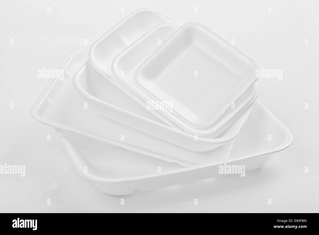 Styrofoam containers of different sizes Stock Photo