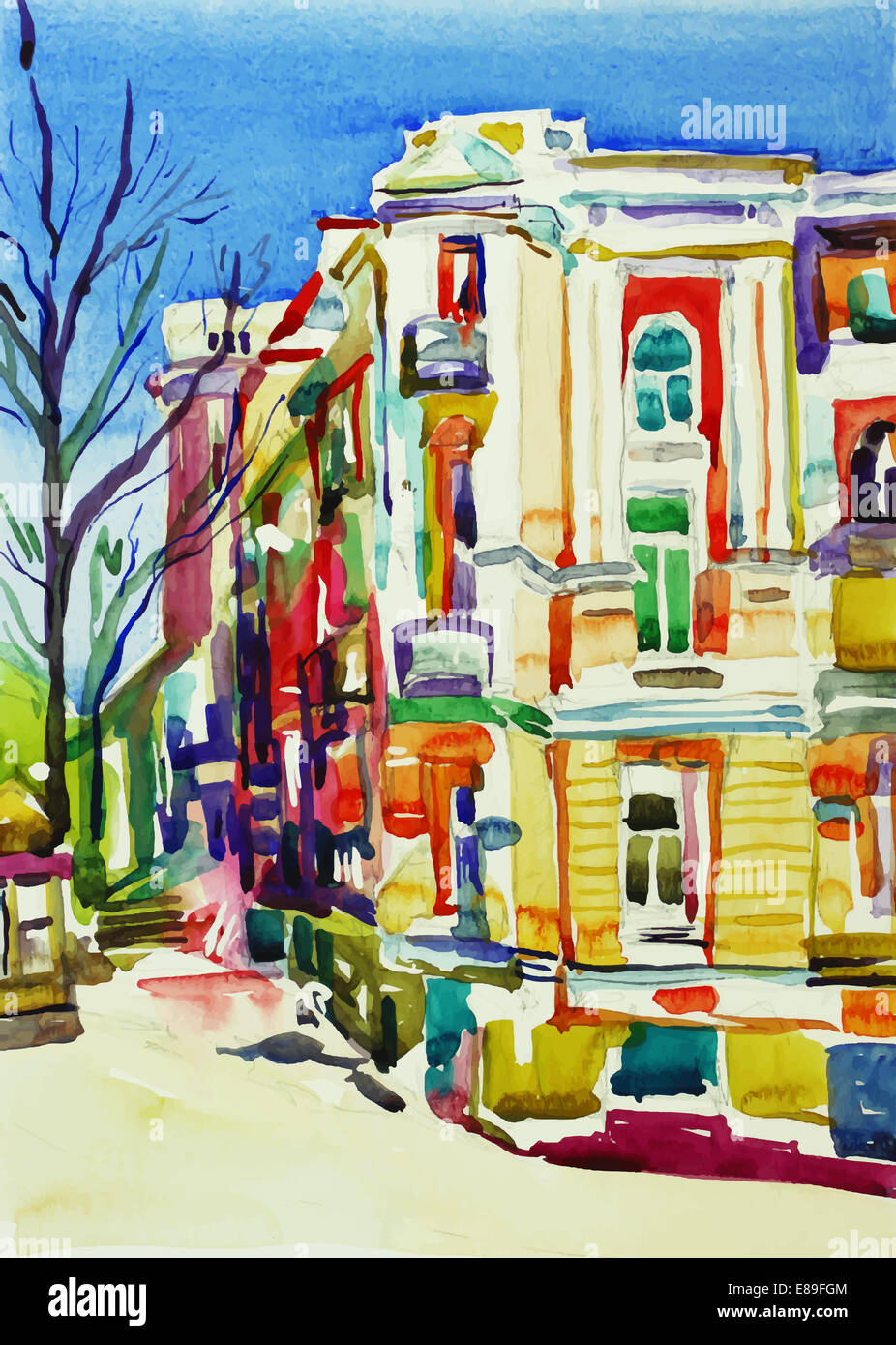 original watercolor painting of kiev building, ukraine Stock Photo Alamy