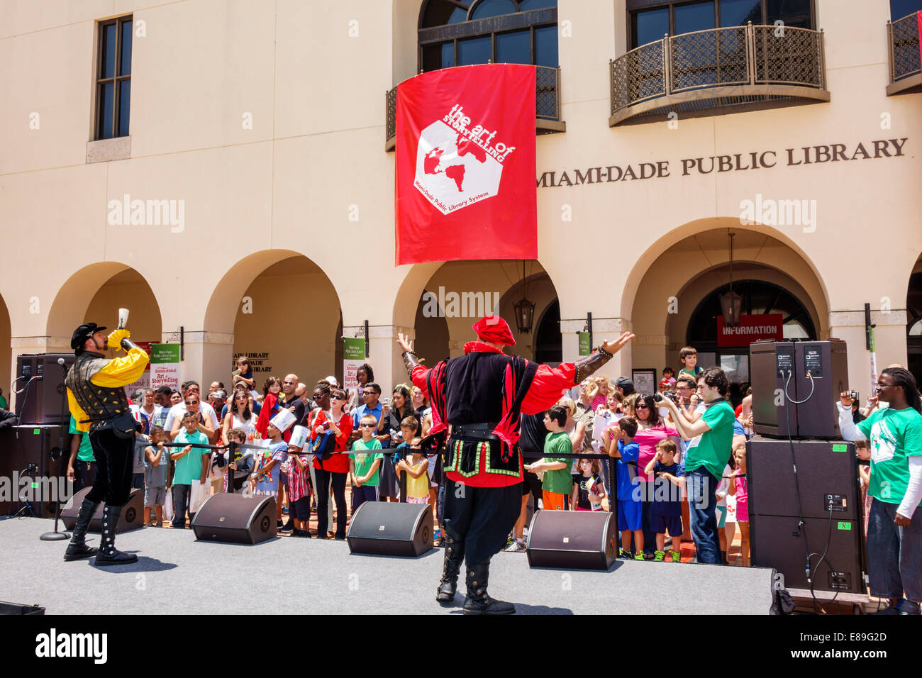 Miami Florida,Miami-Dade Public Library,Annual International Art of Storytelling Family Festival,free event,performance,adult adults man men male,medi Stock Photo