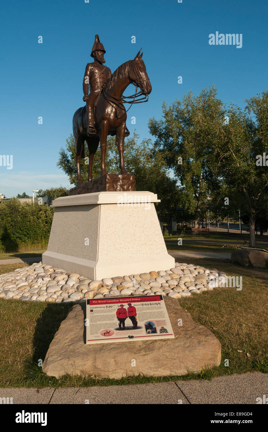 Elk203-6330v Canada, Alberta, Calgary, Fort Calgary, statue Stock Photo