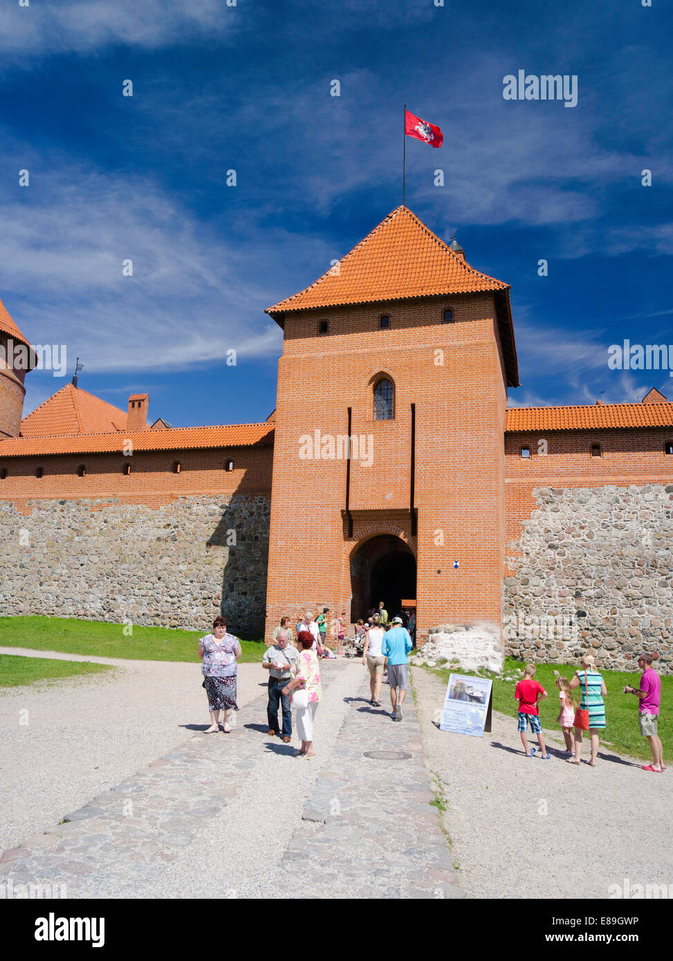 Visitor's entrance Trakai Castle, one of Lithuania's most famous landmarks. Trakų istorinis nacionalinis parkas Stock Photo