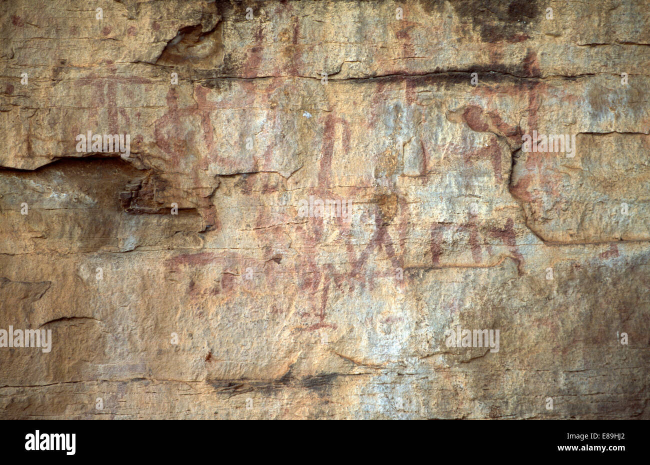 Close-up of prehistoric rock art, Point G, Bamako in Mali Stock Photo