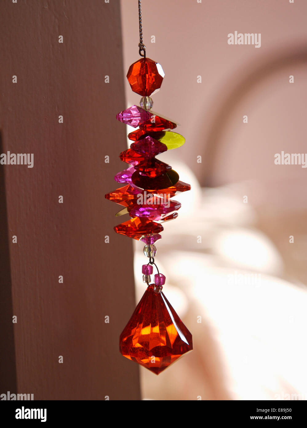Close-up of coloured glass light-pull Stock Photo