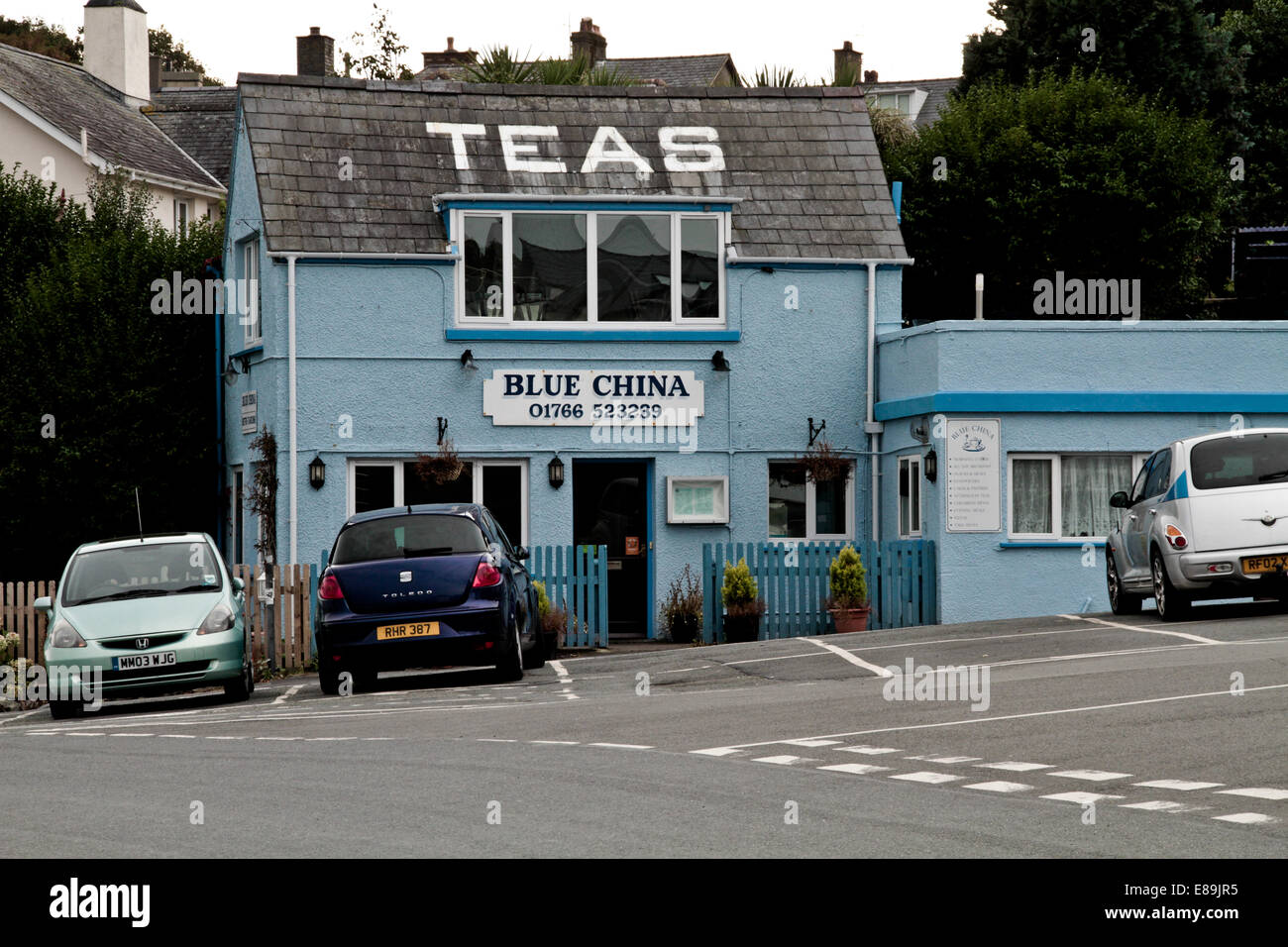Blue China Tea Room Criccieth Wales Stock Photo 73971049