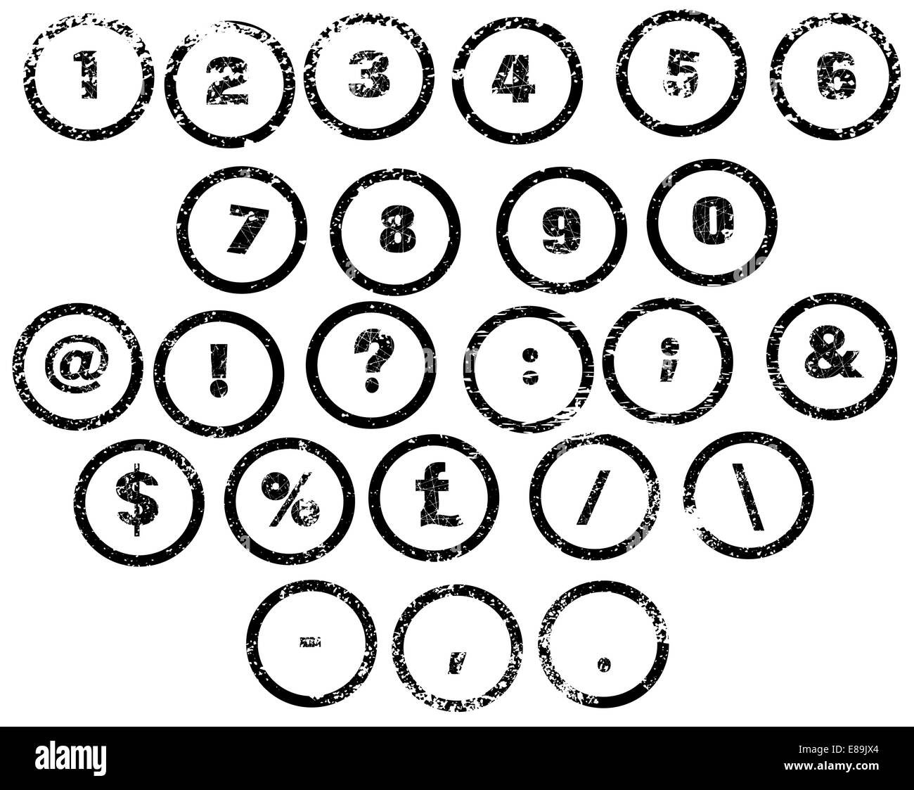 A set of numbers created from individual rubber stamps Stock Photo Alamy