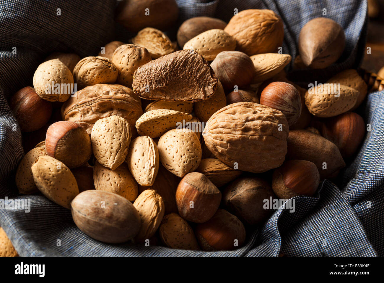 Assortment of Whole Raw Mixed Nuts for the Holidays Stock Photo