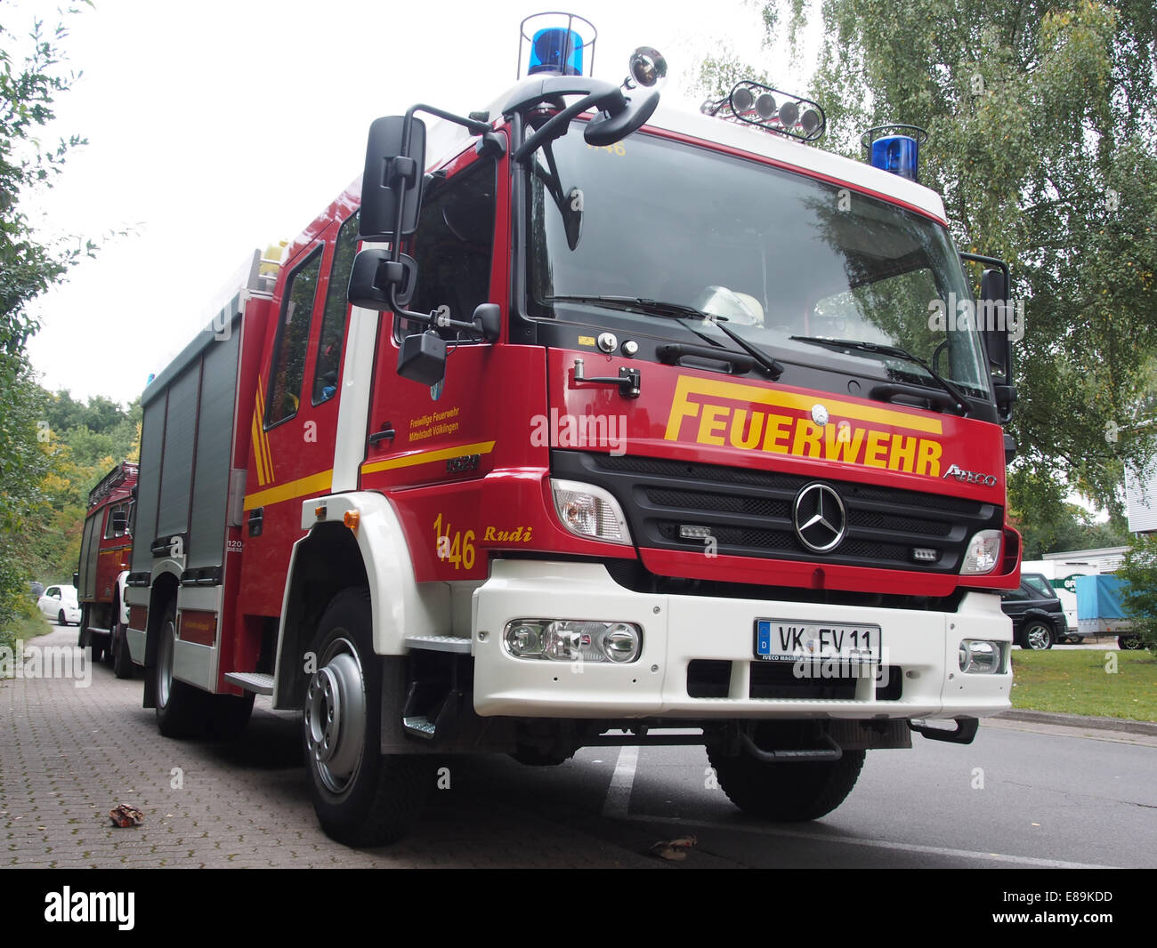 Mercedes Atego 1529, Freiwillige Feuerwehr Mittelstadt VC3B6lklingen, Unit 1-46, Grenzlandmeisterschaften 2014, bild 5 Stock Photo