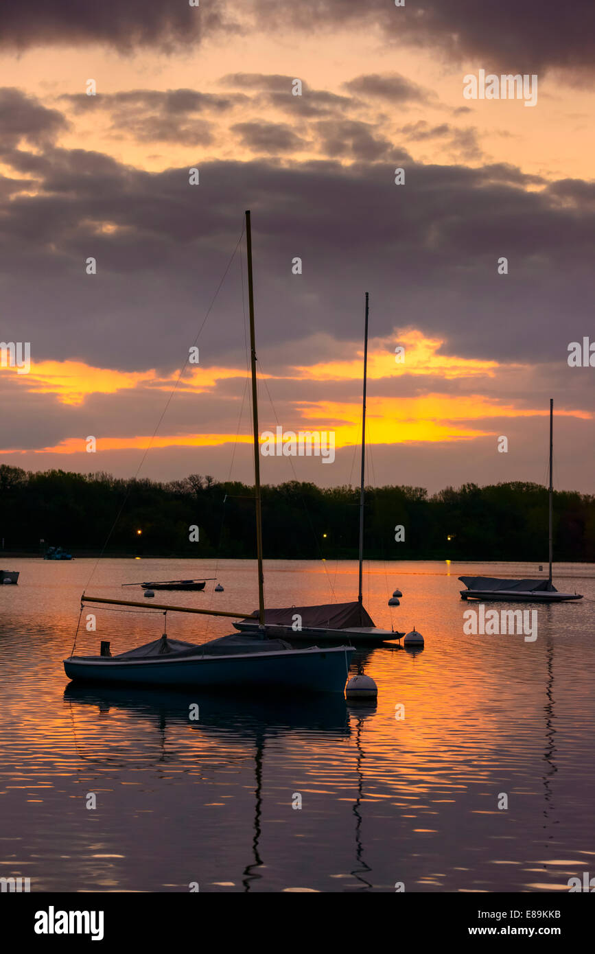 Sunrise over sailboats at Lake Harriet Stock Photo Alamy