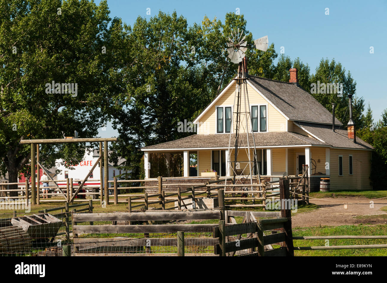 Elk2036432 Canada, Alberta, Calgary, Heritage Park Historical Village, farmhouse Stock Photo