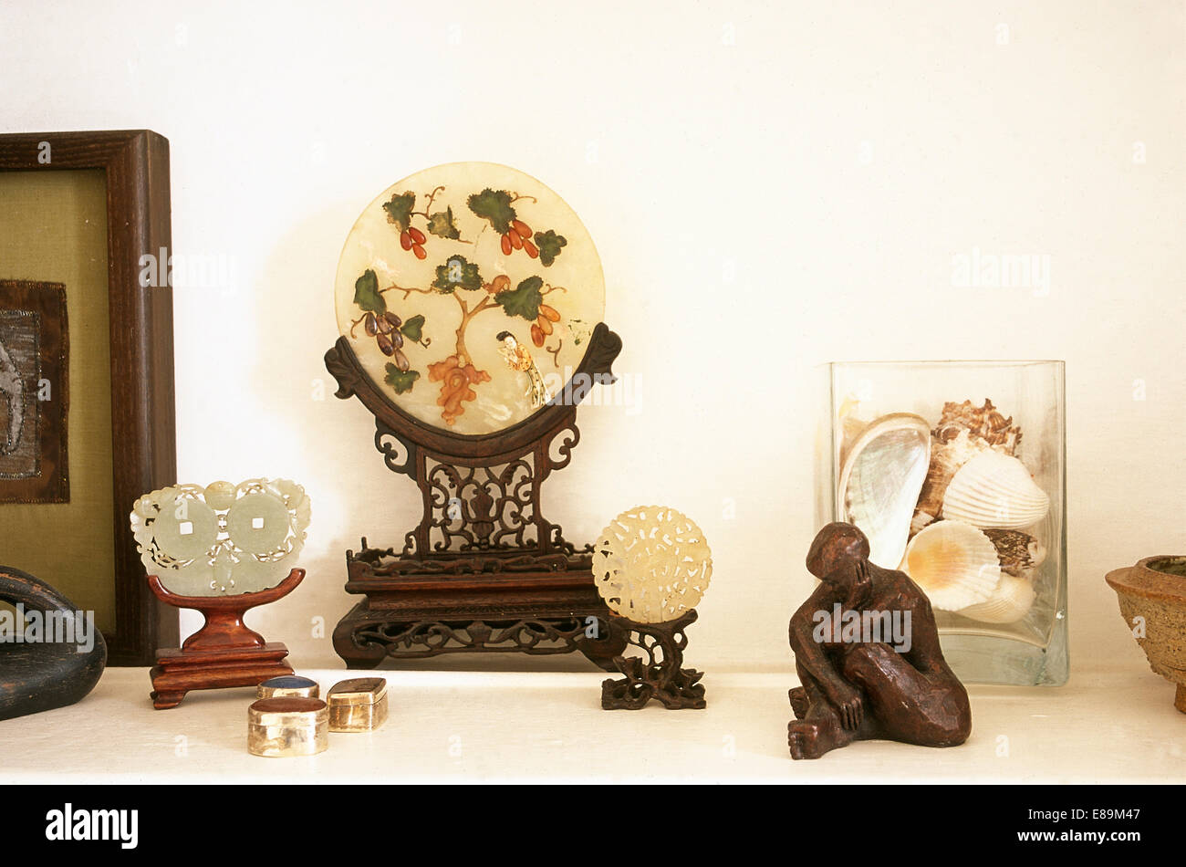 Close-up of an eclectic collection of artefacts Stock Photo