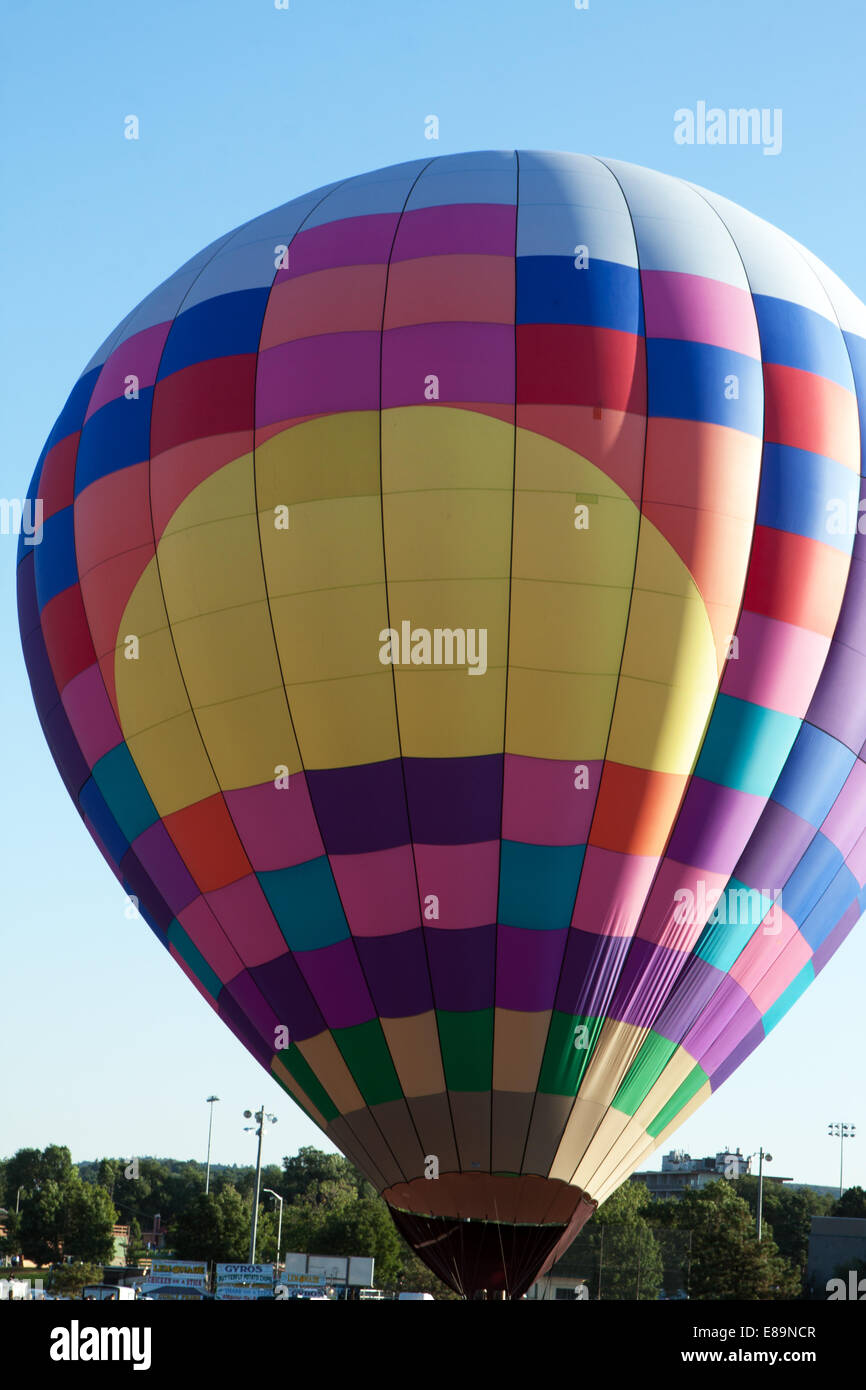 A hot air balloon is readied for launch Stock Photo