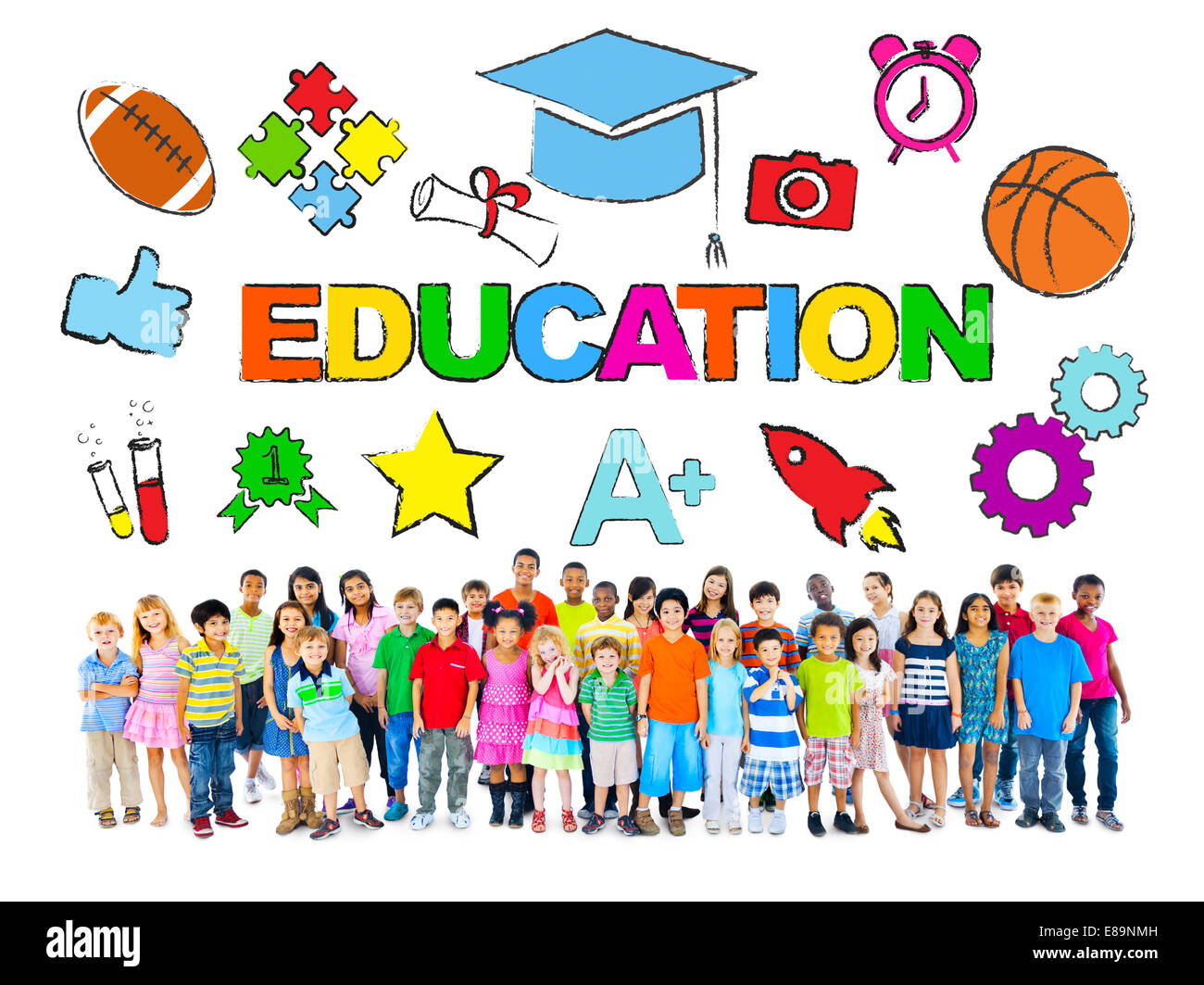 Group of Children and Education Concept Stock Photo - Alamy