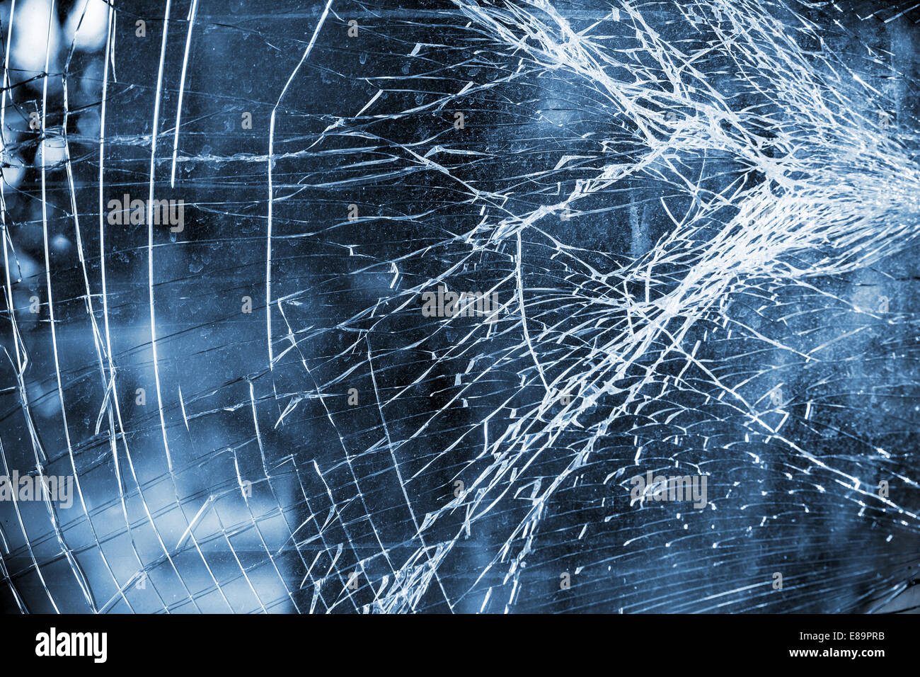 Abstract blue background texture with dirty broken glass Stock Photo