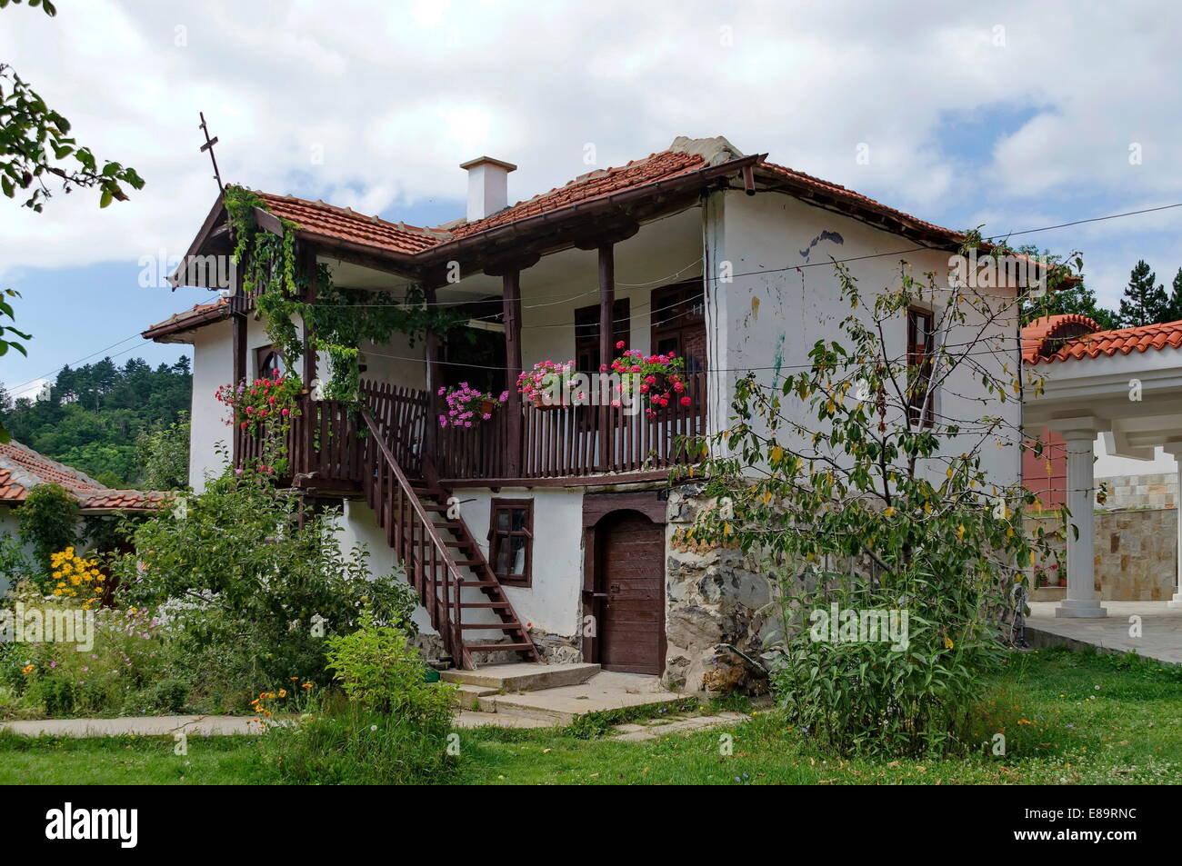 House in monastery yard Stock Photo