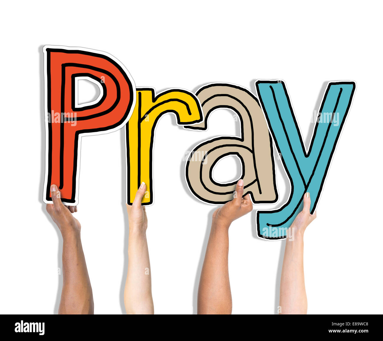 Pray Word Concepts Isolated on Background Stock Photo