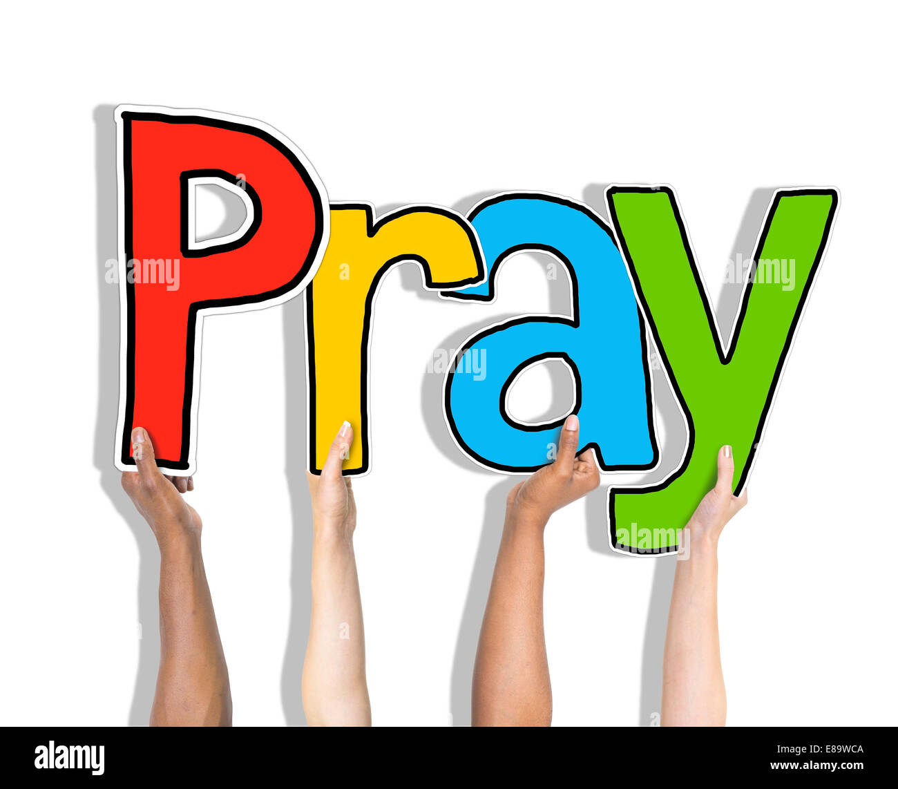 Pray Word Concepts Isolated on Background Stock Photo