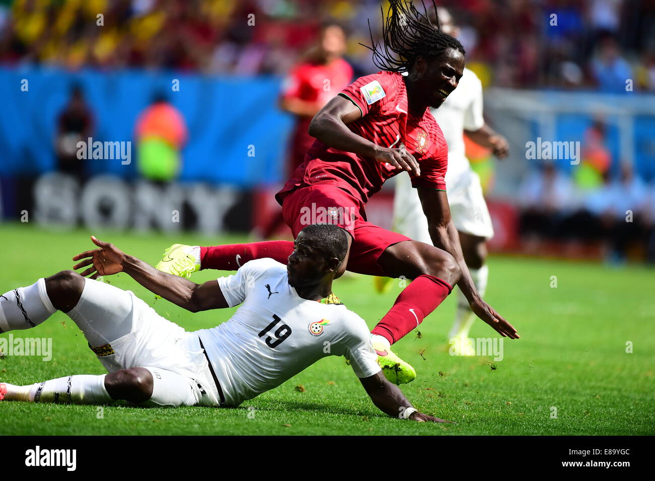 Jonathan Mensah of Ghana. Portugal v Ghana, group match, FIFA World Cup Brazil 2014. National Stadium Brasilia. 26 June 2014 Stock Photo