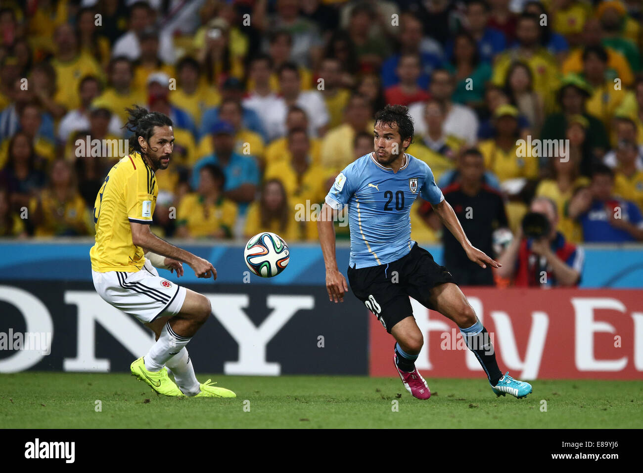 Alvaro Gonzalez of Uruguay. Uruguay v Colombia. Round of 16 match. FIFA World Cup Brazil. 28 June 2014. Maracana Stadium, Rio de Stock Photo