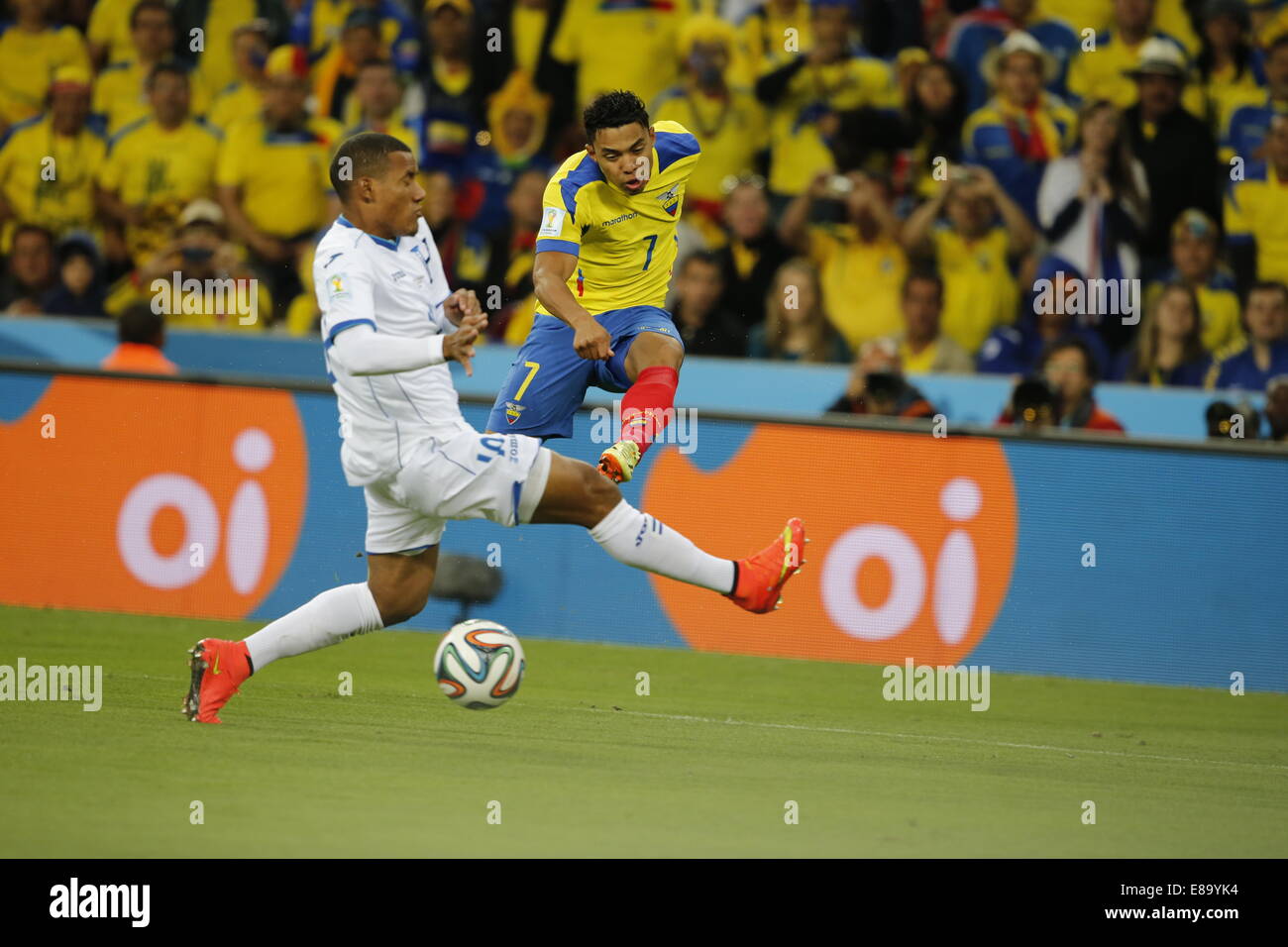 Jefferson Montero of Ecuador. Honduras v Ecuador FIFA World Cup Brazil. Curitiba, Brazil. 20 June 2014 Stock Photo