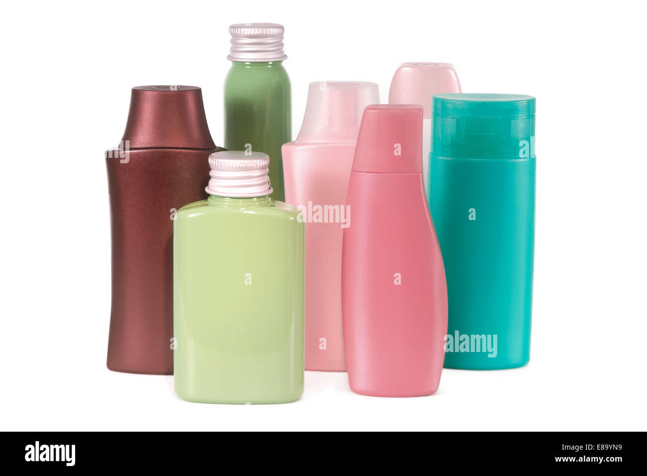 Plastic bottles, cosmetic products Stock Photo