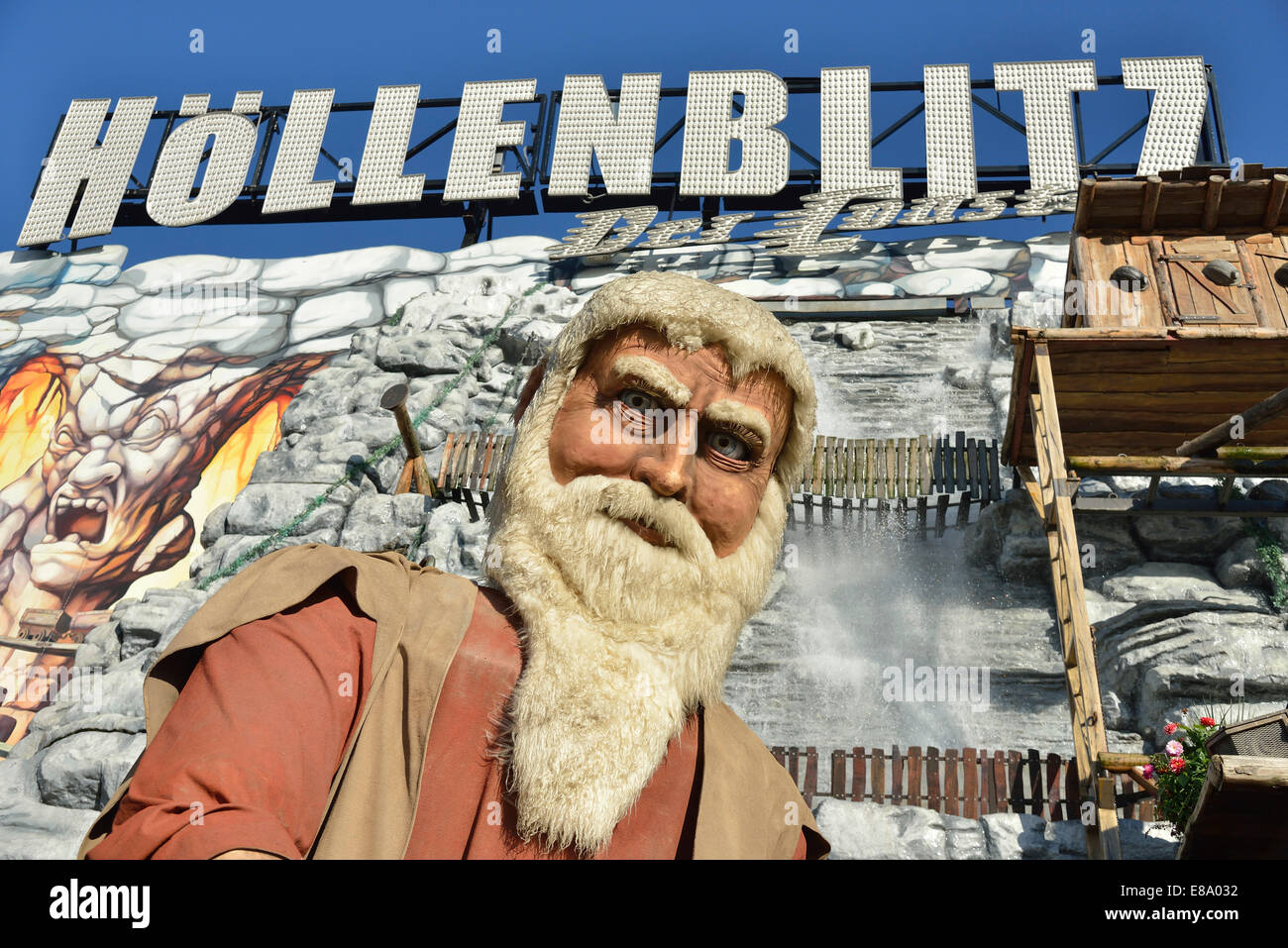 Höllenblitz fun ride, Oktoberfest, Munich, Upper Bavaria, Bavaria, Germany Stock Photo