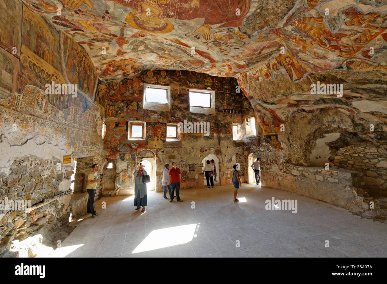 Frescoes in the Rock Church, Sumela Monastery or Sümela Manastırı, Trabzon Province, Pontic Mountains, Black Sea Region Stock Photo