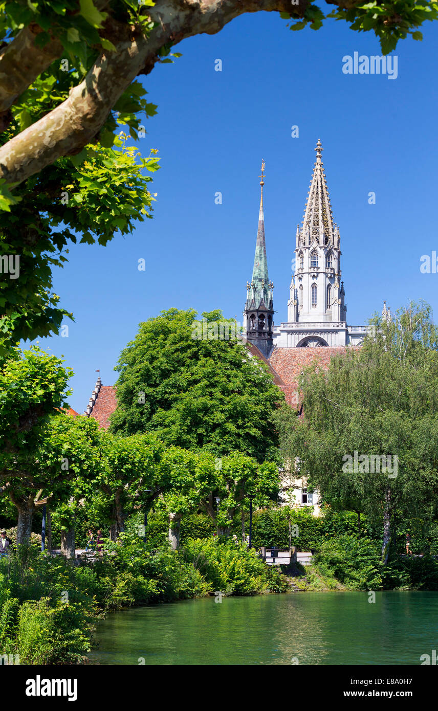 Minster of Our Lady with Lake Constance in the front, Konstanz, Baden-Württemberg, Germany Stock Photo