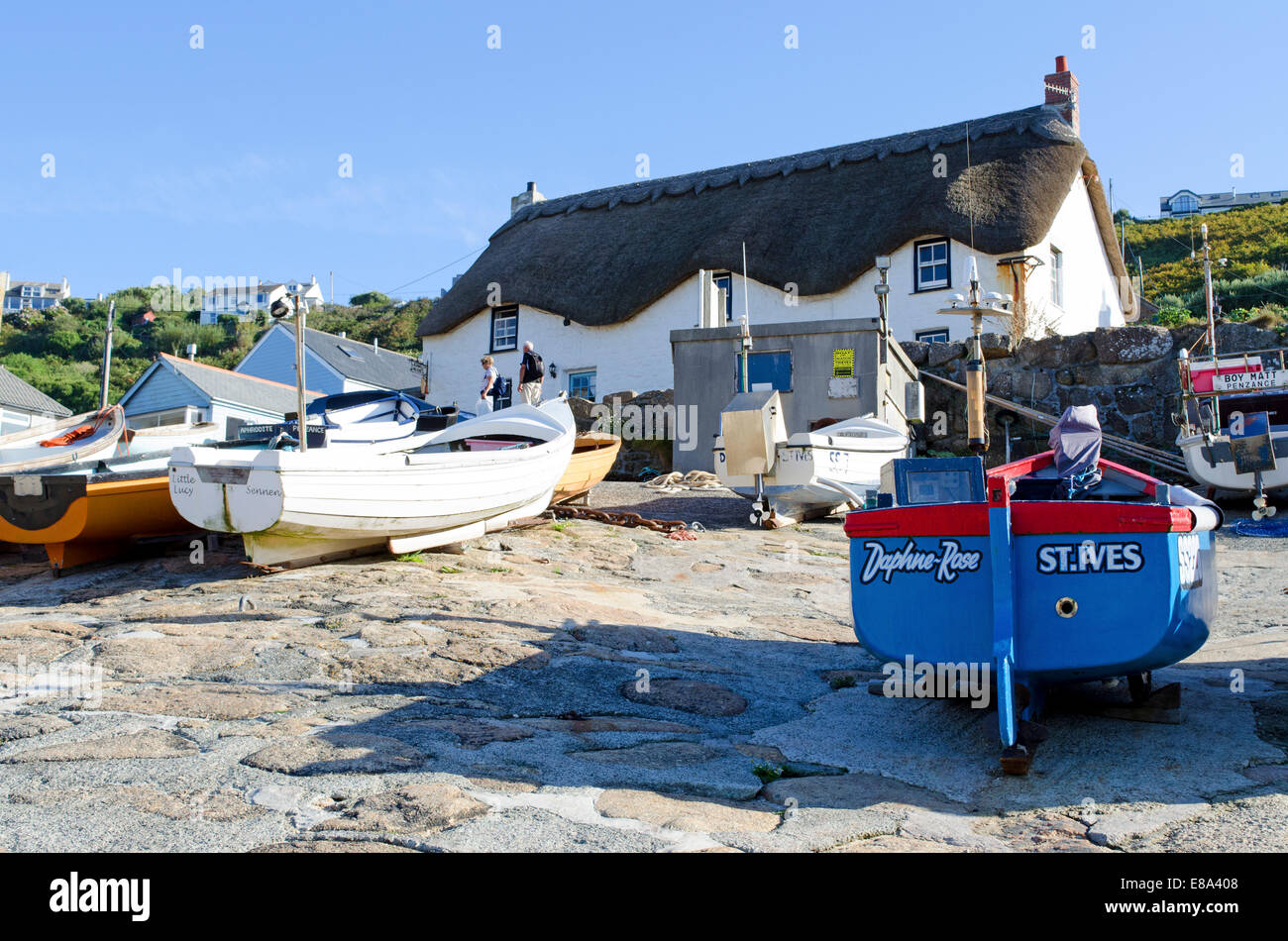 Fishing boats on the slipway at Sennen Cove in Cornwall, UK Stock Photo ...