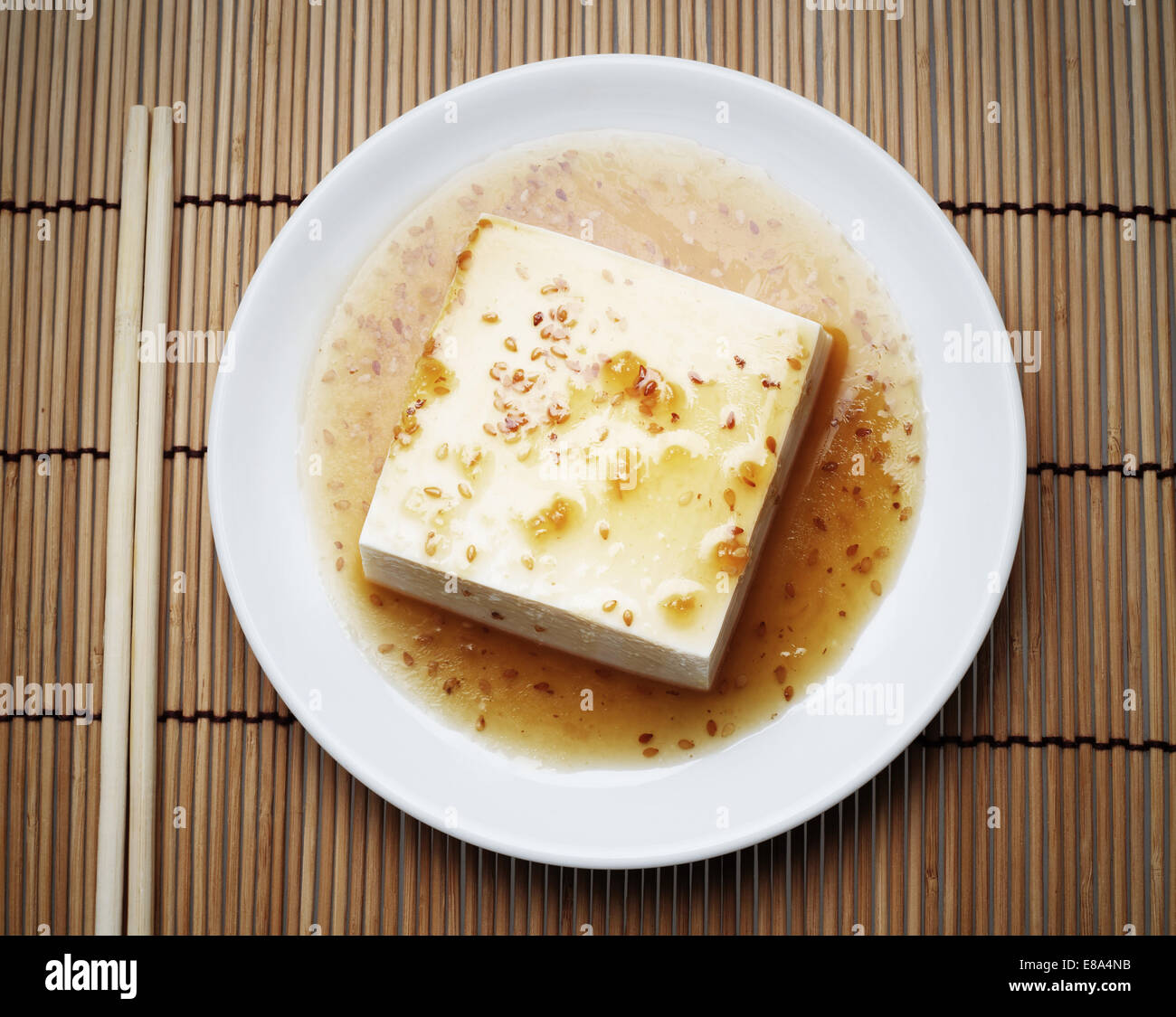 tofu with topped by japanese sauce set Stock Photo - Alamy