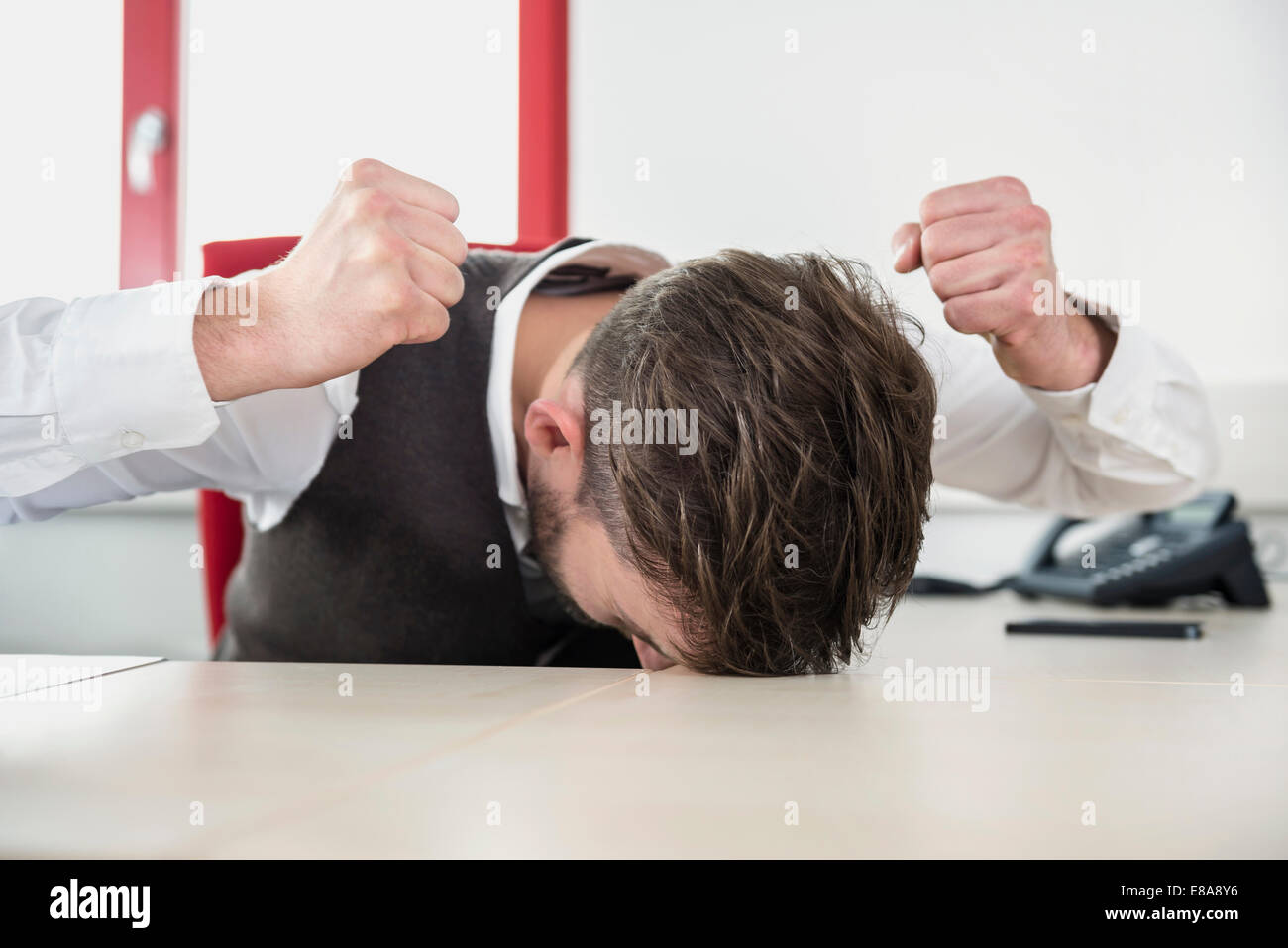 Man Office Stress Problem Fist Hitting Desk Stock Photo 73985274