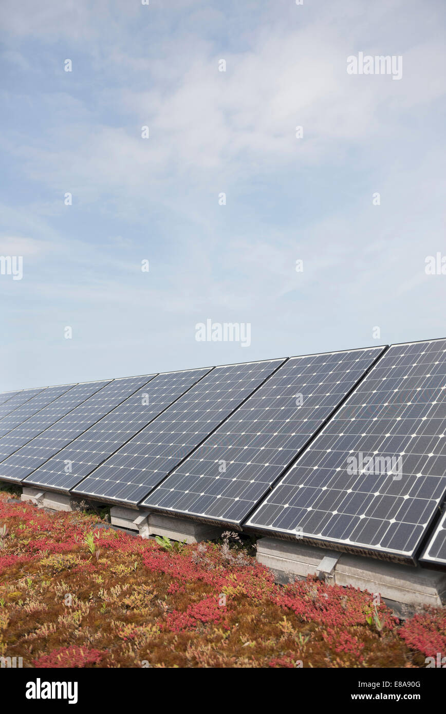 Solar panel on roof photovoltaic energy Stock Photo