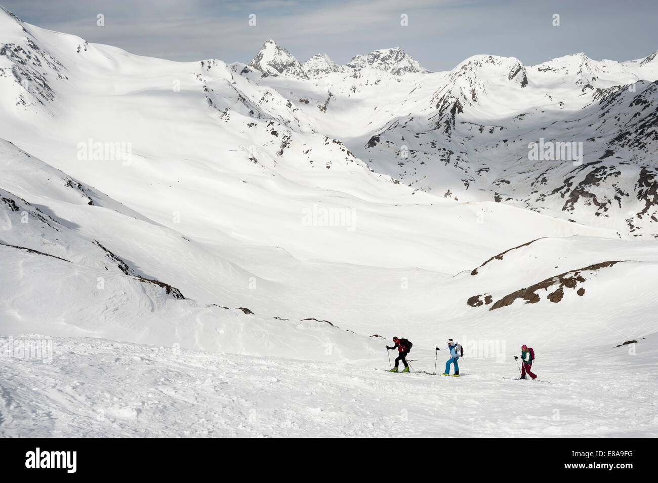 Cross-country ski tour mountain snow winter Stock Photo