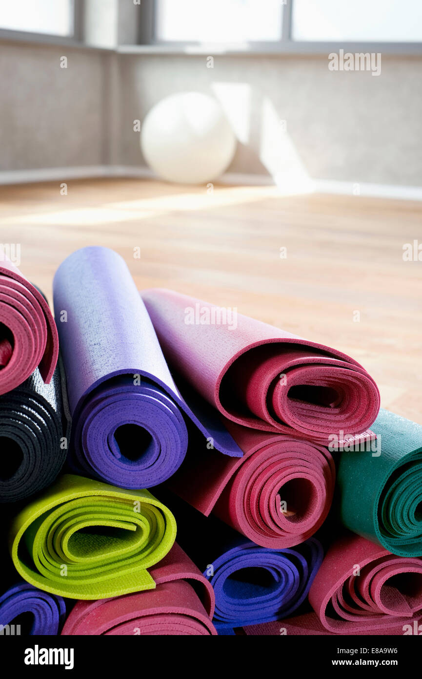 Close Up Pile Of Colorful Yoga Mats Stock Photo 73986002 Alamy