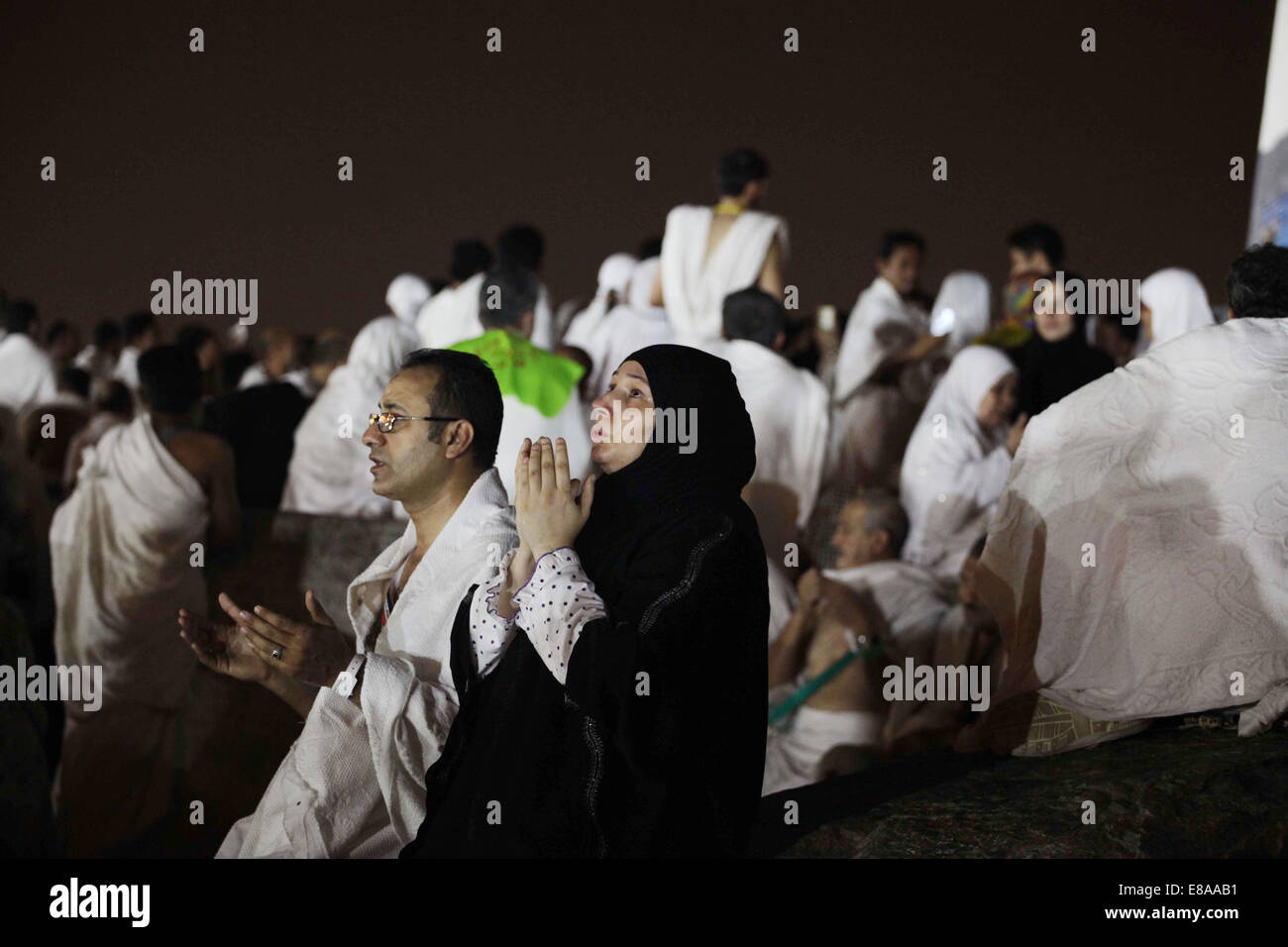 Pilgrimage Ritual Mecca, Saudi Arabia. 3rd Oct, 2014. Muslim pilgrims pray on Mount ...