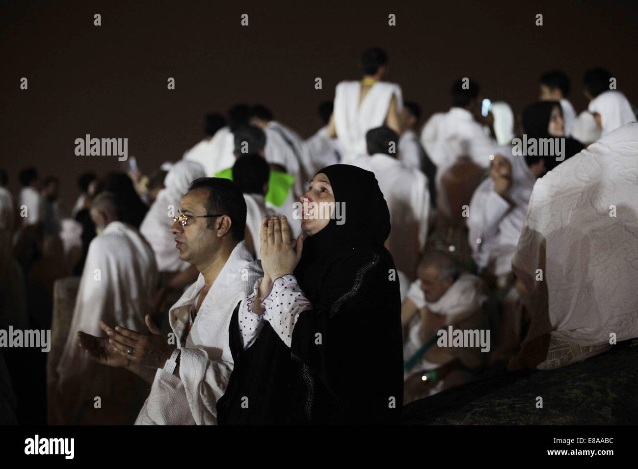 Pilgrimage Ritual Mecca, Saudi Arabia. 3rd Oct, 2014. Muslim pilgrims pray on Mount ...
