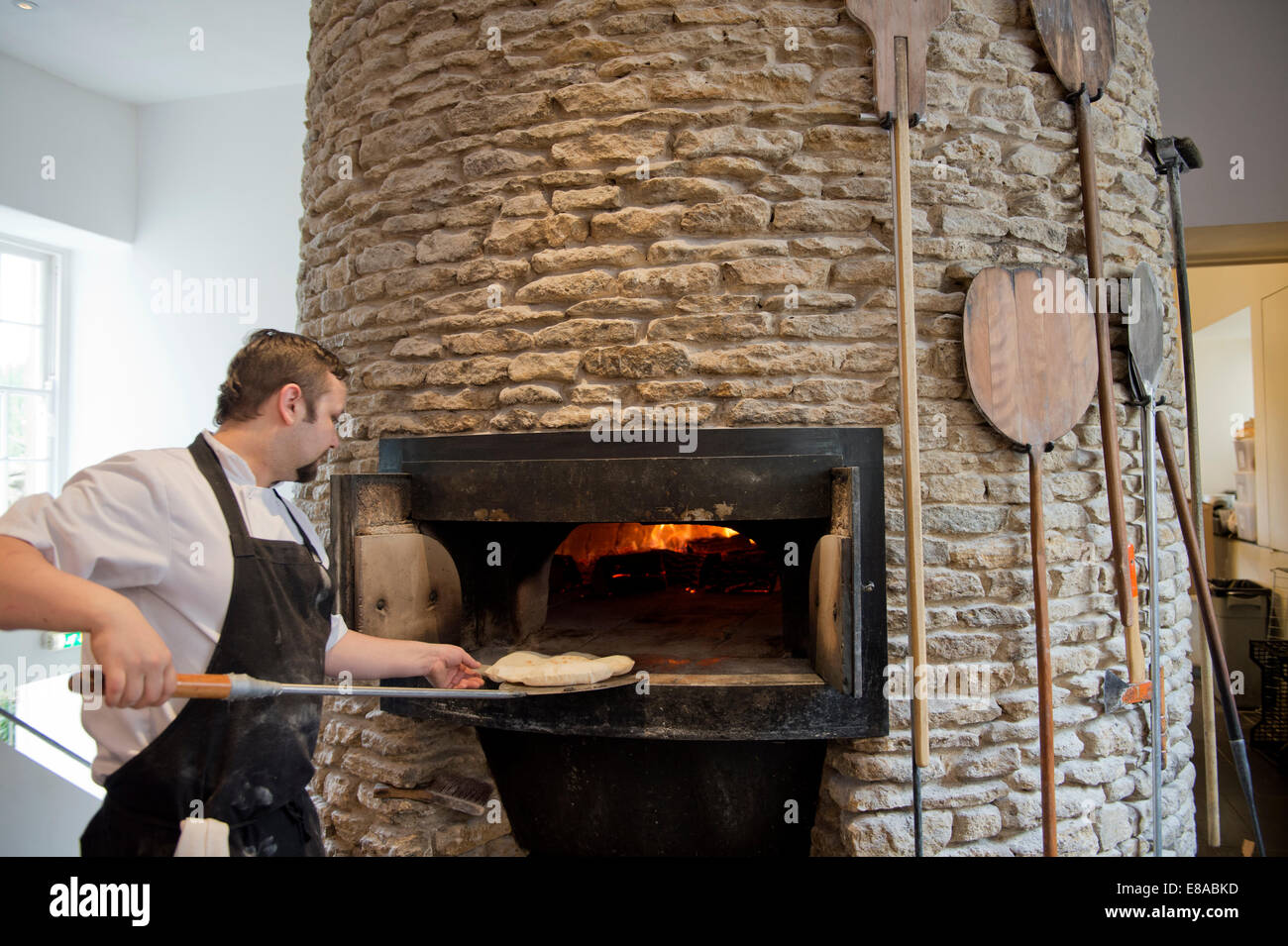 Pizza oven at the Chapel restaurant in the High Street of the Somerset village of Bruton UK Stock Photo