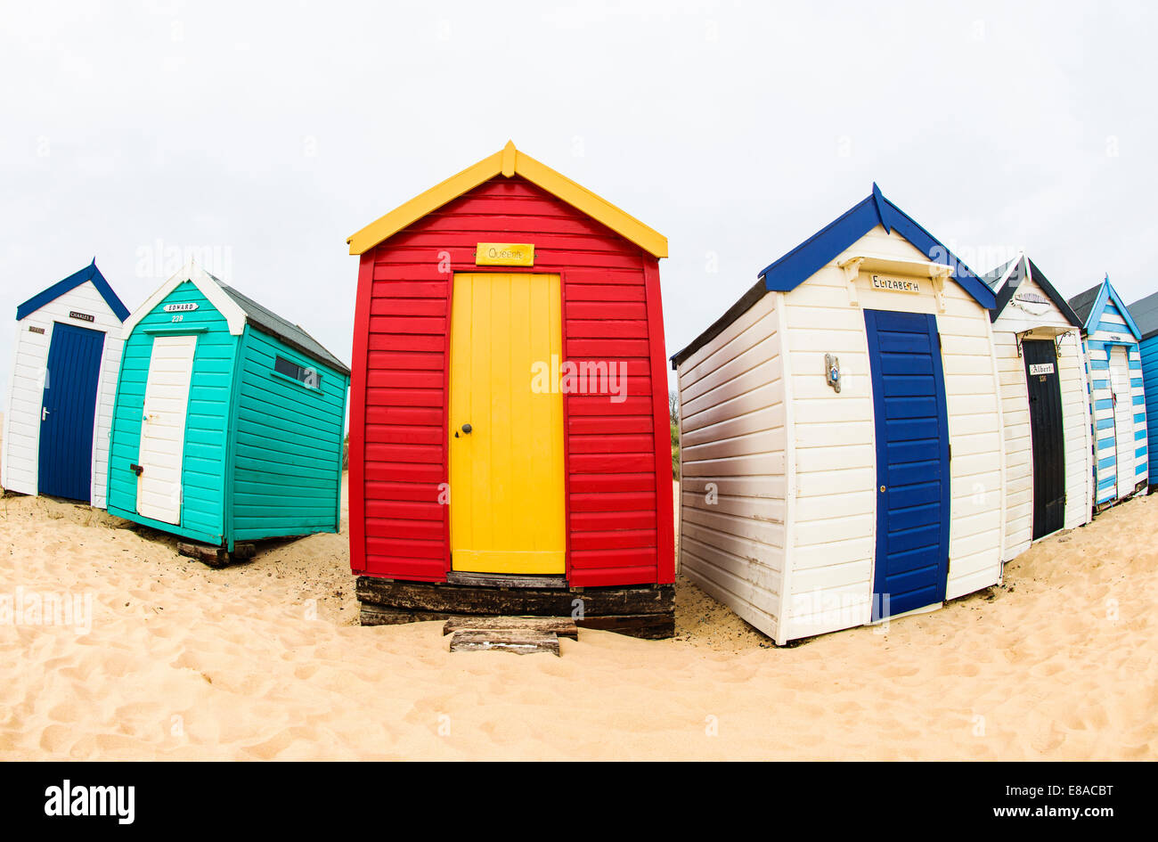 Beach huts at Southwold, Suffolk, UK Stock Photo