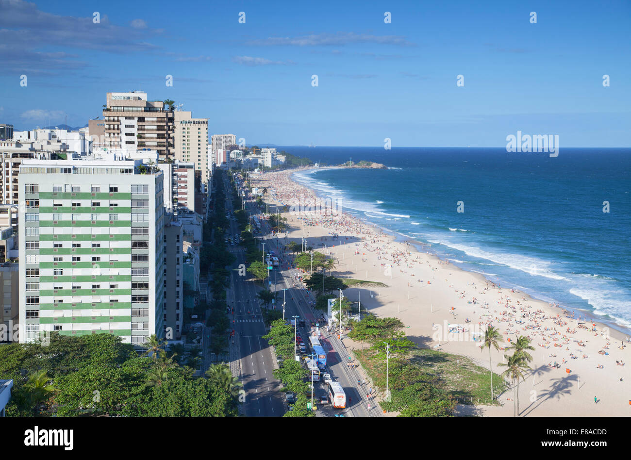 View of Ipanema beach, Rio de Janeiro, Brazil Stock Photo