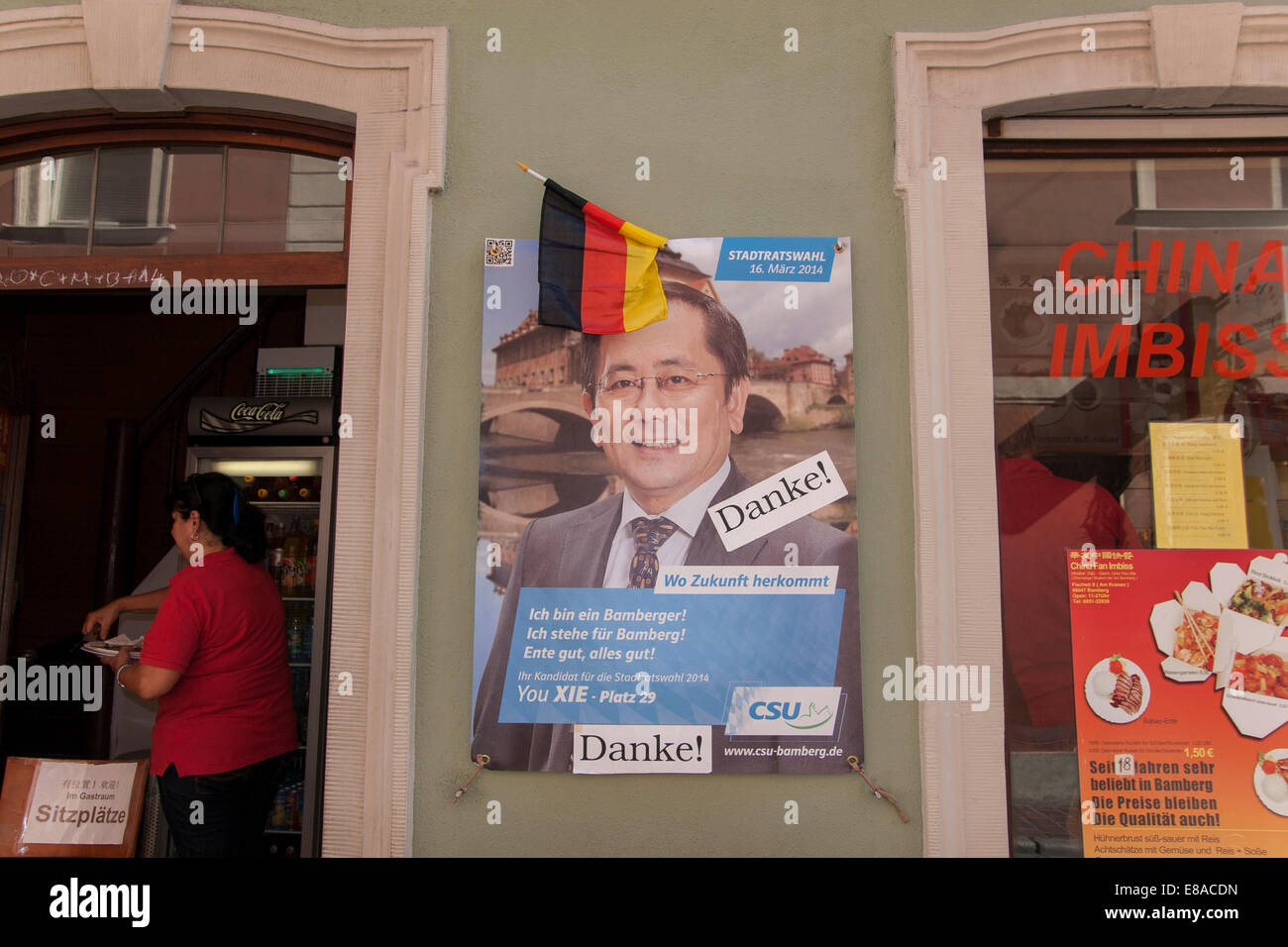 Election Poster  'You Xie' CSU Bamberg Germany Stock Photo