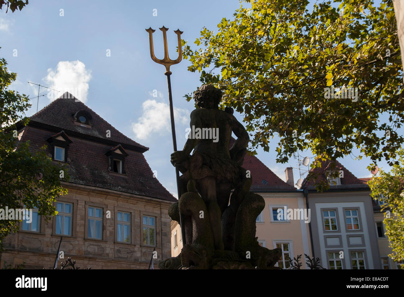 Neptunbrunnen Neptune Fountain Statue Trident Bamberg Germany Stock Photo