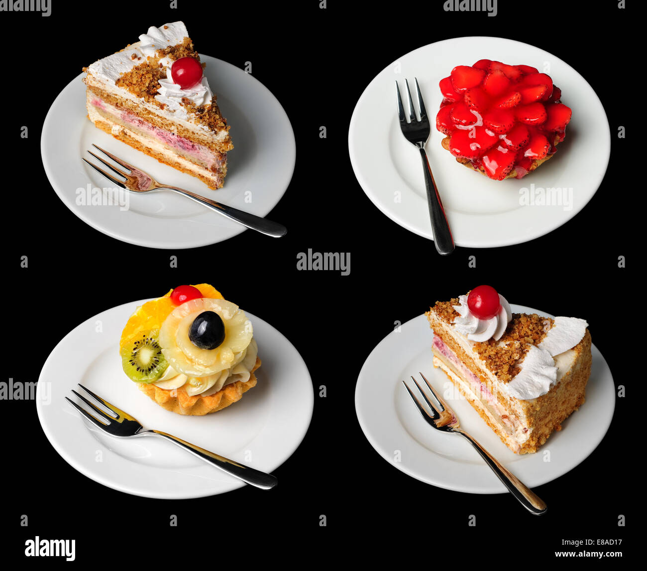 Cakes isolated on black Stock Photo - Alamy