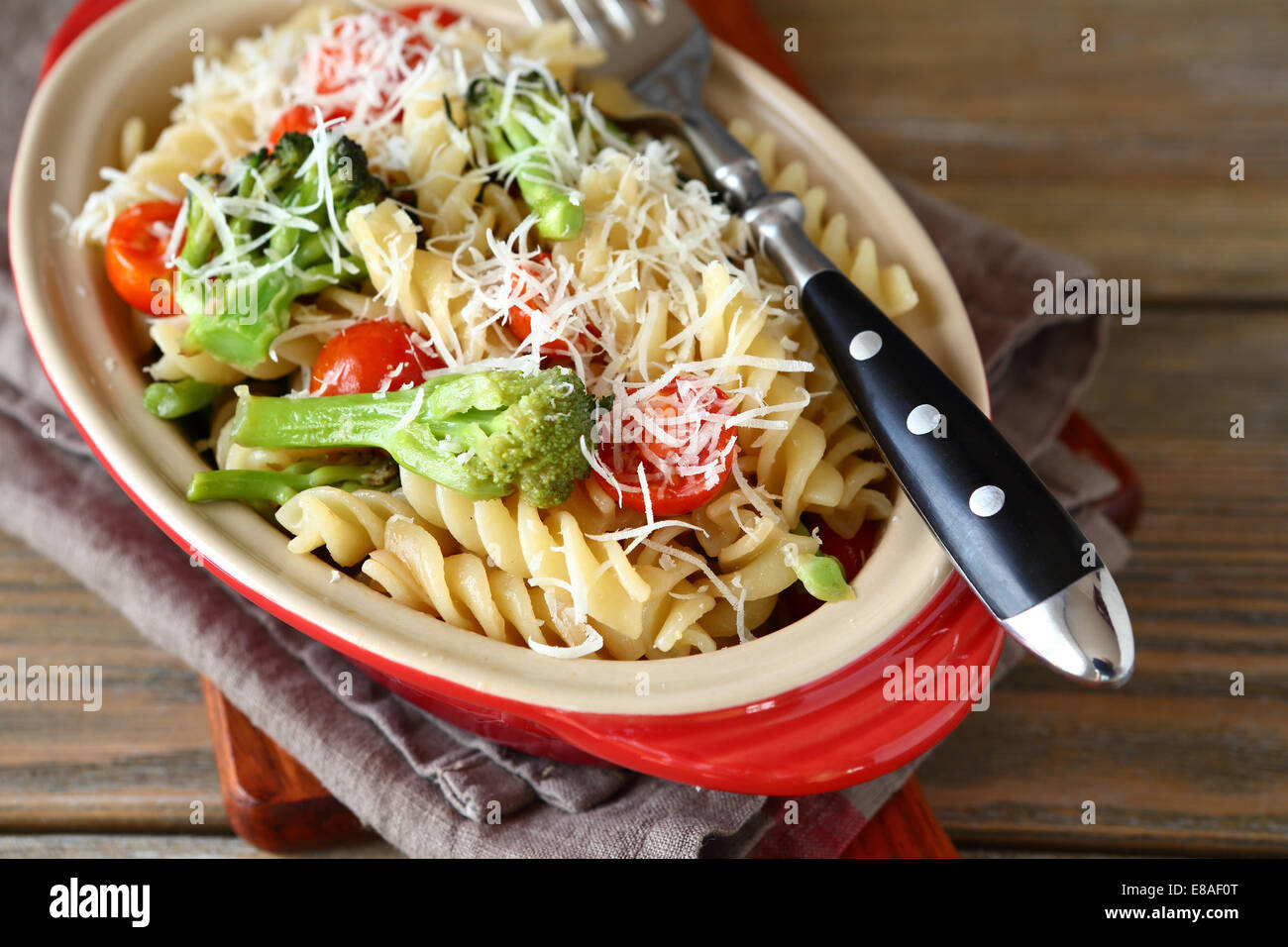 Pasta with vegetables and cheese, italian food Stock Photo Alamy
